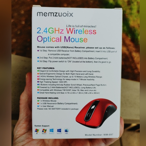 WIRELESS MOUSE, RED - Picture 9 of 10